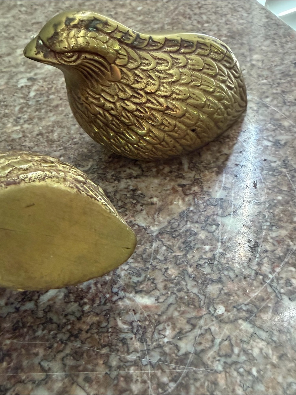 Vtg Metal Brass Quail Bird Set of 2 Figurine Paperweight MCM Decor Made in Korea - Picture 2 of 5